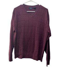 Haggar Mens  Burgundy V-Neck‎ Sweater Size Large Sharp